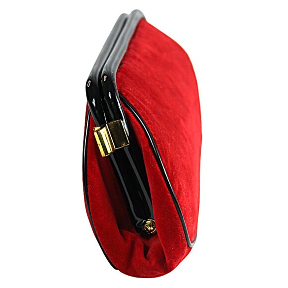 Stylemark by Mutterperl Vintage Ruby Red Velvet Patent Blend Styling Clutch - Picture 5 of 11